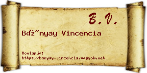 Bányay Vincencia névjegykártya